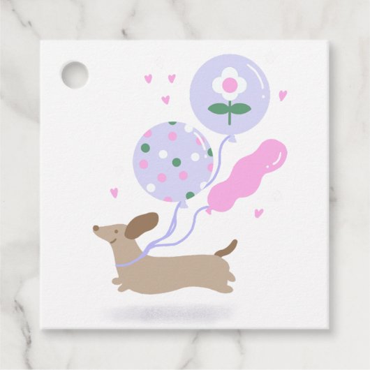 かわいいダシュントウィーナードッグラバーピンク フェイバータグ (正面)