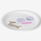 かわいいダシュントウィーナードッグラバーピンク ペーパープレート (アングル)