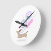 かわいいダシュントウィーナードッグラバーピンク ラウンド壁時計 (傾斜)