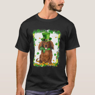かわいいダシュンドッグSt patricks dayアイリッシュシャームロック Tシャツ