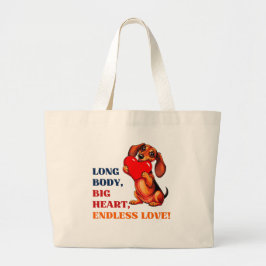 かわいいダシュンドヴァレンティーンズデイハート愛犬 ラージトートバッグ