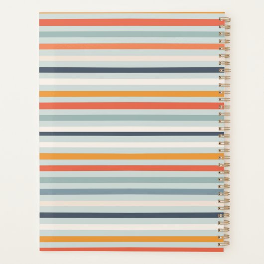 かわいいダスキーオレンジブルーオークレパターストライプのン プランナー手帳 (裏面)