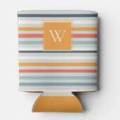 かわいいダスキーオレンジブルーオークレパターストライプのン 缶クーラー (裏面)