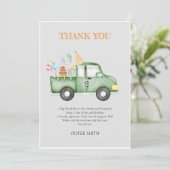 かわいいダスキーグリーンのお誕生日パーティー サンキューカード (スタンド正面)