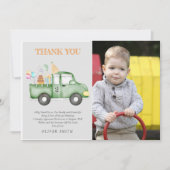 かわいいダスキーグリーンのお誕生日パーティー サンキューカード (正面)