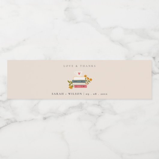 かわいいダスキーブルッシュスタック絵本フラワーの結婚式 ペットボトルラベル (シングルラベル)