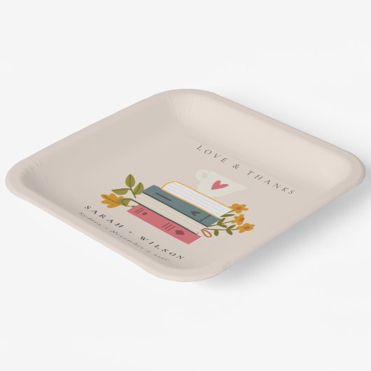 かわいいダスキー赤面積み上げストーリーブズ結婚フローラ ペーパープレート (傾斜あり)