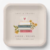 かわいいダスキー赤面積み上げストーリーブズ結婚フローラ ペーパープレート (正面)