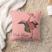 かわいいダスティバラピンクボヘミアンフラミンゴ&名前 クッション (ブランケット)