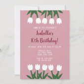 かわいいダスティバラフローラチューリップバースデーパーティー 招待状 (正面)