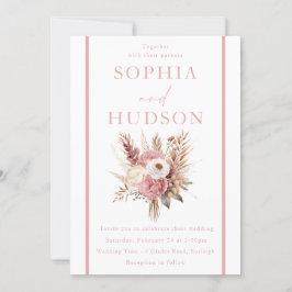 かわいいダスティバラ&ピンクボホフローラ結婚ズ 招待状