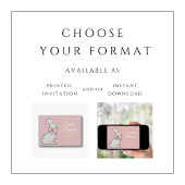 かわいいダスティピンクバニーイースターブランチ 招待状