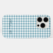 かわいいダスティブルーのギンガムチェック柄 Case-Mate iPhoneケース (裏面 (横))