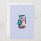 かわいいダスティブルーフクロウキッズウッドランド誕生日 招待状 (裏面)