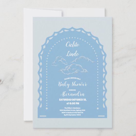 かわいいダスティブルーメキシカンサイリントリンド 招待状 (正面)