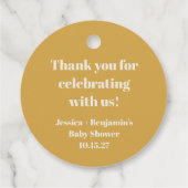 かわいいダスティーイエローベビーシャワー カスタムサンキュー フェイバータグ (裏面)