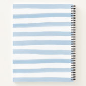 かわいいダスティーブルーの水彩ストライプモノグラム名前 ノートブック (裏面)