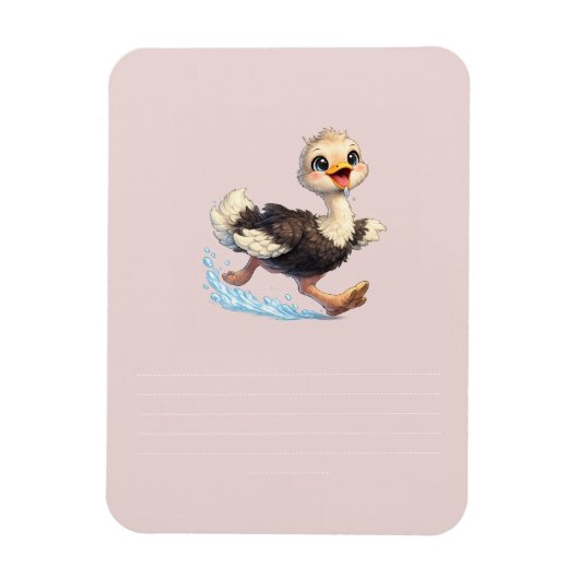 かわいいダチョウの幸せな冒険イラスト マグネット (縦)