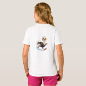 かわいいダチョウの幸せな冒険イラスト Tシャツ (裏面フル)