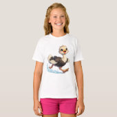 かわいいダチョウの幸せな冒険イラスト Tシャツ (正面フル)