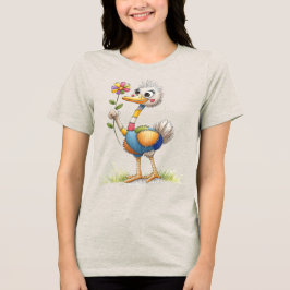 かわいいダチョウ トライブレンドＴシャツ