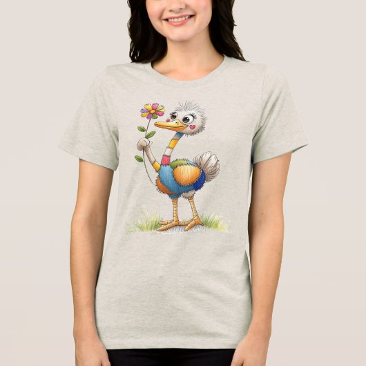 かわいいダチョウ トライブレンドＴシャツ (正面)
