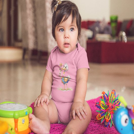 かわいいダチョウ ベビーボディスーツ