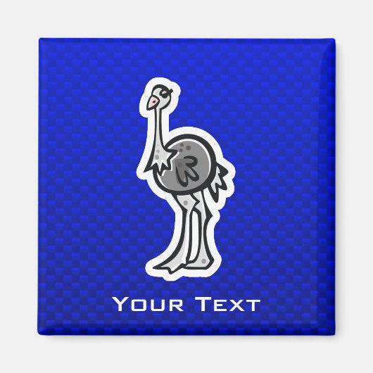 かわいいダチョウ(青) マグネット (正面)