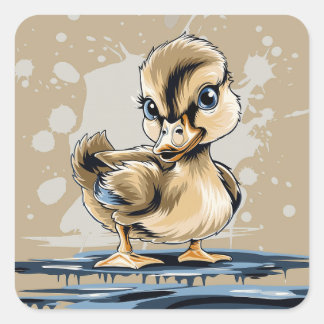 かわいいダッキー（アヒルちゃん） スクエアシール