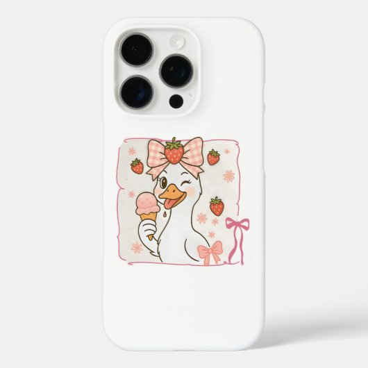 かわいいダックとストロベリーアイスクリーム Case-Mate iPhoneケース (裏面)