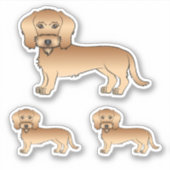 かわいいダックスフントのイラスト シール (正面)