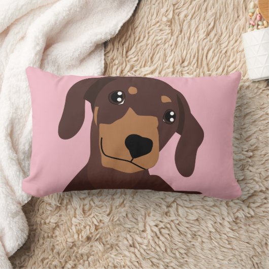 かわいいダックスフントのダックスフントの枕クッション ランバークッション (ブランケット)