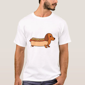 かわいいダックスフントのホットドッグTシャツ Tシャツ
