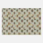 かわいいダックスフントの愛犬と繰り返しパターン ラッピングペーパーシート (正面2)