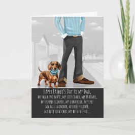かわいいダックスフントの犬とパパ 楽しい父の日 シーズンカード