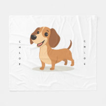 かわいいダックスフントの犬のブランケット - ふわふわイラスト入りペット