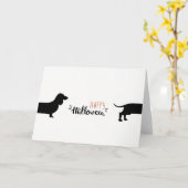 かわいいダックスフントハロウィン カード (黄色い花)