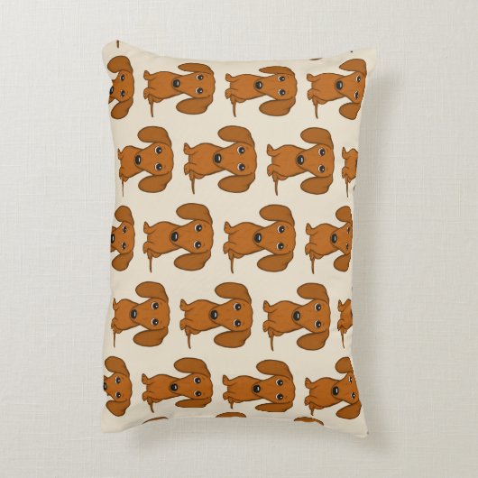 かわいいダックスフントパターン アクセントクッション (裏面(縦))