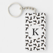 かわいいダックスフントパターン キーホルダー (正面)