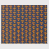 かわいいダックスフントパターン|赤いウインナー犬 ラッピングペーパー (フラット)