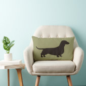 かわいいダックスフント犬のシルエットのウインナー犬の恋人 ランバークッション (椅子)