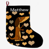 かわいいダックスフント犬愛およびハートの芸術 ラージクリスマスストッキング (正面)