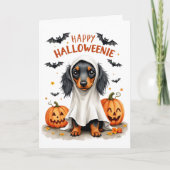 かわいいダックスフント ハロウィン カード (正面)