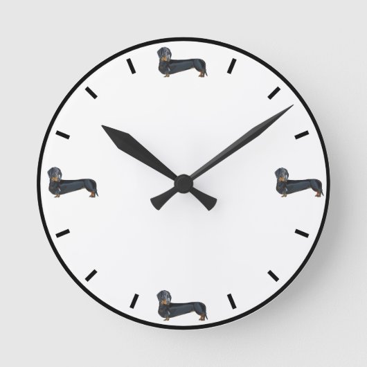 かわいいダックスフント ラウンド壁時計 (正面)