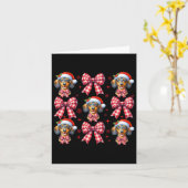 かわいいダックスフント 犬 赤い格子縞 コケティエ ボウ クリスマス カード (黄色い花)