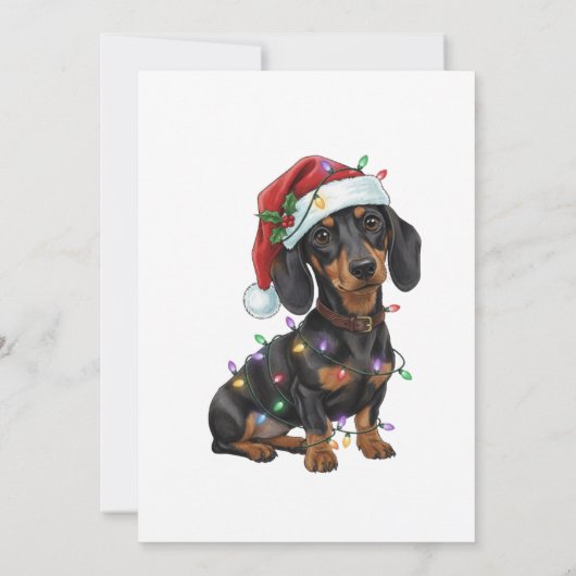 かわいいダックスフンドのクリスマス犬グリーティングカード 招待状 (裏面)