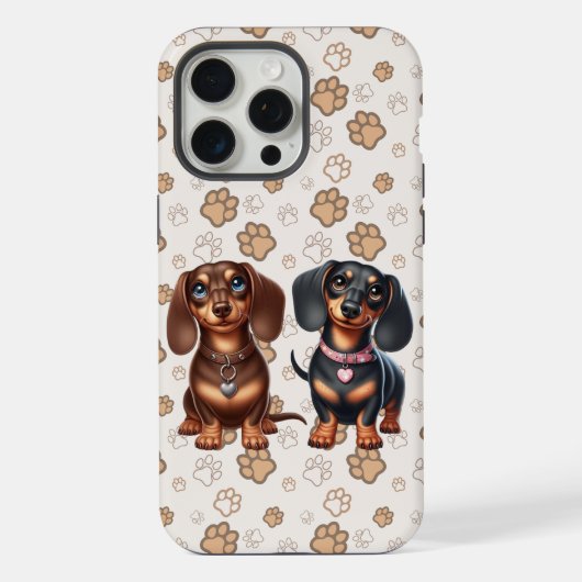 かわいいダックスフンドの友達 iPhoneケース (裏面)