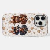 かわいいダックスフンドの友達 iPhoneケース (裏面横)