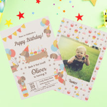 かわいいダックスフンドの子犬の誕生日パーティー