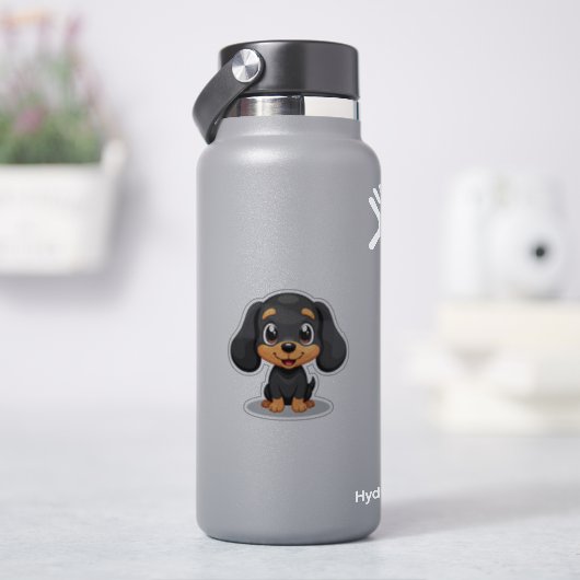 かわいいダックスフンドの子犬 - チビスタイル シール (HydroFlask)